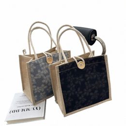 iskybob Linen Eco-friendly Shop Bag Gift Bag Handbag Large Capacity Grocery Bag Women Casual Butt Tote Portable Pouch h8L2#