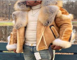 Men039s Wear Imitation Leather Plush Fur Coat Big Fur Collar Winter Collar And Long Sleeves Wool Liner Jackets Coats Y2112215441014