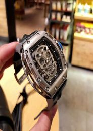 luxury watches Cool Skull head hollow dial Original automatic hollow mechanical movement 316 steel case Doublesided mineral wear4808945