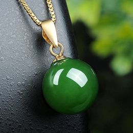 Fashion concise green jade crystal emerald gemstones pendant necklaces for women gold tone choker Jewellery bijoux party gifts Q1127320S