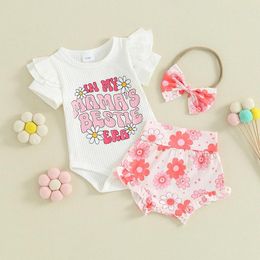 Clothing Sets Born Baby Girl Summer Clothes Auntie S Ie Short Sleeve Romper Daisy Shorts Set Floral Outfit