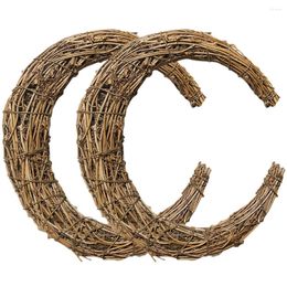 Decorative Flowers 2 Pcs Rattan Garland Sunflower Wreaths Front Door Moon For DIY Circle Shaped Christmas Making Rings Vine Branch Ratan