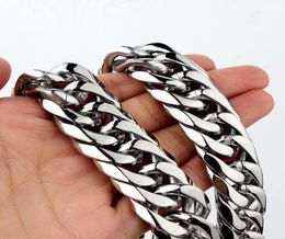 Necklaces Custom Length 161921mm Width Heavy Silver Colour Cut Curb Cuban Chain 316l Stainless Steel Mens Necklace or Bracelet 78530485