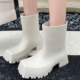 Boots New 2023 Rainboots Boots Women Slip-On Ankle Boots Fashion Platform Short Shoes Non-slip Waterproof Boots for Women Rain BootiesL2404