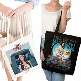 lana Del Rey Fans Tote Shop Bag Bolsas De Tela Handbag Woven Reciclaje Tote Bolsa Compra Sac Toile Shopper Bolso Canvas Bag n44o#