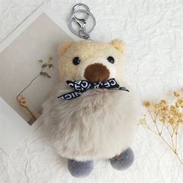 Lovely Nice Bear Plush Doll Key Chain for Women Girl Cute Bag Pendant Keychain Wedding Party Decoration Gift Jewelry porte 240416