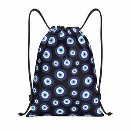 greek Amulet Evil Eye Pattern Drawstring Backpack Bags Lightweight Nazar Lucky Charm Gym Sports Sackpack Sacks for Training 24a5#