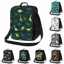 carto Dinosaur Insulated Lunch Bag for Kids Boys Girls Portable Thermal Bento Food Bag Oxford Cooler Tote Bags for School Work U4MD#