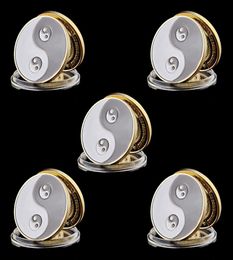 5pcs Commemorative Coins Metal Craft Tai Chi Gossip Card Guard Protector Poker Chipsr Game Accessories8803065