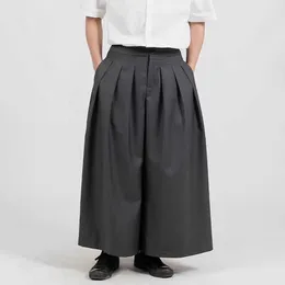 Men's Pants Mens Double Layer Irregular Skirts Genderless Retro Sports Fitness Solid Color Streetwear Loose Wide Leg Cargo Unisex