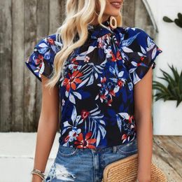 Women's T Shirts Printed T-shirt Floral Print Loose Fit With Double-layer Sleeves High Waist Design Casual Tee Shirt For Spring