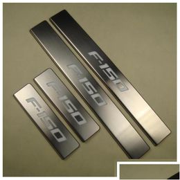 Chromium Styling Stainless Steel Exterior Illuminated Door Sill Scuff Plate For 2009-2014 Ford Raptor F-150 F150 Welcome Pedal Trim Dh1E7