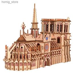 3D Puzzles 3D Wooden Puzzles Notre Dame Cathedral Sailing Boat Plane Ship Jigsaw Woodcraft Kit Education Toys For Kids Building Robot Model Y240415