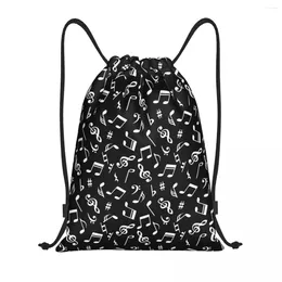 Storage Bags Music Festival Musical Note Drawstring Bag Men Women Foldable Gym Sports Sackpack Training Backpacks