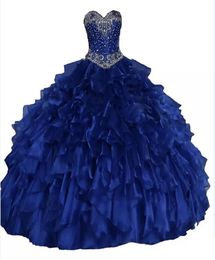 2019 Real as Image Sweetheart Ball Gown Quinceanera Dresses Glittering Crystals Beadings Cascading Ruffles Lace Up Sweet 16 Prince1902056