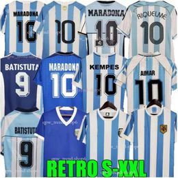 1978 1986 1998 Argentina Retro Soccer Jersey Maradona 1996 2000 2001 2006 2010 Kempes Batistuta Riquelme HIGUAIN KUN AGUERO CANIGGIA AIMAR Football Sh 659