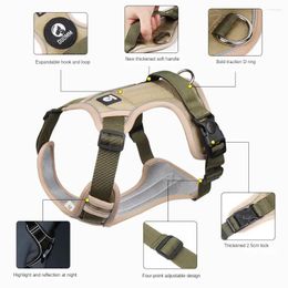 Dog Collars Reflective Harness With Handle Adjustable No Pull Vest 2 Metal Rings Buckles Easy To Put On Take Off