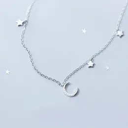 Pendants MloveAcc Elegant 925 Sterling Silver Moon Stars Charm Pendant Necklaces For Women Fashion Necklace Choker