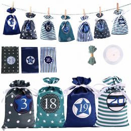 iskybob Christmas Advent Calendar Gift Bag Set 1-24 Satin Bags Hanging Bag Candy Bag Kids Christmas Advent Calendar Gift Packing c3rA#