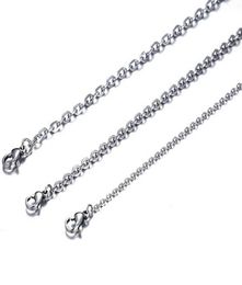 100pcs Lot Fashion Women039s Whole in Bulk Silver Stainless Steel Welding Strong Thin Rolo O Link Necklace Chain 2mm 3mm w1904247