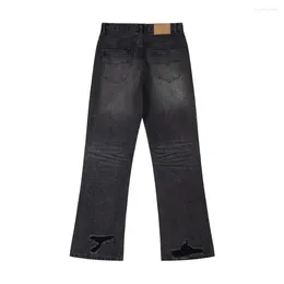 Men's Jeans Torn Holes Grunge Frayed Ripped Male Distressed Spring Fashion Wash Denim Trousers Gothic Y2k Clothes Streetwear Hip-Hop