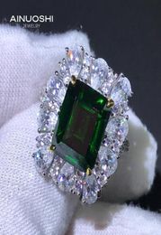 Luxury Emerald Cut 9x11mm Lad Created Engagement Rings Gift For 925 Sterling Silver Exquisite Cluster2310354