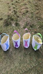 Easter Rabbit Basket Easter Bunny Bags Rabbit Printed Canvas Tote Bag Egg Candies Baskets 4 Colours 50pcs OOA3960 bucket hat8554716