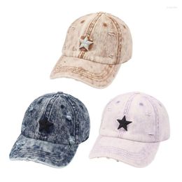 Ball Caps Girl Boys Tie-Dye Design Baseball Casual Breathable Embroidery Star Jean Hat