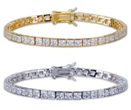 Charm Fashion Classic Tennis bracelet Jewellery design White AAA Cubic Zirconia Bracelet Clasps Chain 18K Gold Size 8inch for Men Br3634955