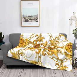 Blankets Luxury Textile Blanket Golden Lion And Damask Fleece Flannel Spring Autumn Cute Thin Throw For Car Plush Quilt