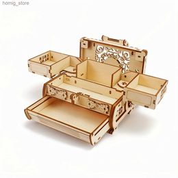 3D Puzzles 3D three-dimensional puzzle gift wooden hand-assembled machinery creative treasure box can be opened jewelry box. Y240415