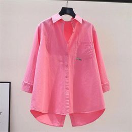 Women's Blouses Solid Streetwear Top Blouse Blusas Mujer Simple Casual Asymmetrical Oversized Button Up Long Sleeve Tunic Shirts