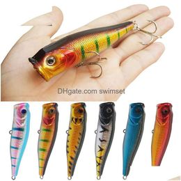 Fishing Lures Topwater Floating Popper Poper Lure Hooks Bait Bass Crankbait Drop Delivery Dhcxh