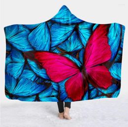 Blankets Plstar Cosmos Colourful Butterfly Insect Blanket Hooded 3D Full Print Wearable Adult Men Women Style-14