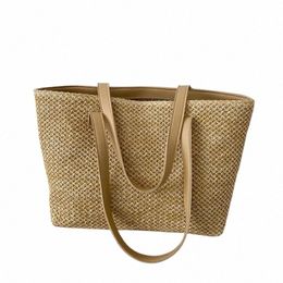 summer Straw Bag Women Large Capacity Weave Totes Bag Handmade Rattan Beach Bag Vacati Lady Straw Shoulder Pouch 04Mg#