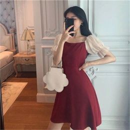 Casual Dresses 2024 Spring/Summer Dress Fashion Korean Slim Fit A-line Women's Mesh Spliced Short Sleeve Mini