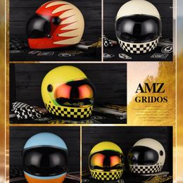 Motorcycle Helmets AMZ Helmet Retro Full Men And Women 3C Certified Safety Electric Vehicle Japanese