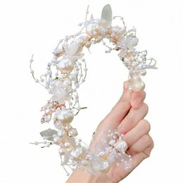 wedding Accory Bride Crown Hair Crystal Jewelry Tiara With Pearls Frs Wedding Crown Floral Pearl Bridal Headband q8bF#