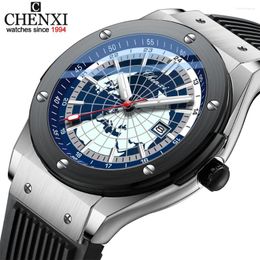 Wristwatches CHENXI Luxury Men Watch Fashion Men's Quartz Wristwatch Classic Brand Creative Dial Watches Silicone Strap Business Man Clock