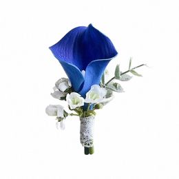 groom Boutniere Corsage Wedding Accories Calla lily Artificial Frs Butthole Men Pins Prom Marriage Brooch Decorati g5x4#