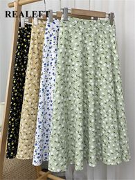 REALEFT Stylish Floral Printed Tulle Milong Women Skirts High Waist Loose Female Umbrella Ladies Spring Summer 240411