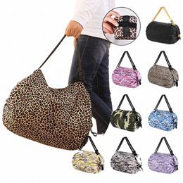 big Folding Shop Bag Foldable Reusable Grocery Bag Portable One Shoulder Handbag For Travel Groceries Supermarket Tote Bag k2Pq#