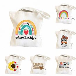 teachers Gift Teacher Tote Bag Women Canvas Bags Teachers Plant The Seeds of Knowledge Printed Casual Shoulder Bag Foldable u5hs#