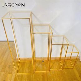 Decorative Flowers JAROWN Electroplating Flower Stand Wedding Decor Rectangular Backdrop Metal Geometric Frame Decoration Acrylic Top