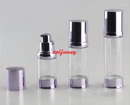 Storage Bottles 100pcs/lot 20ml Light Purple Vacuum Flask Emulsion Travel 30ml 40ml Packing Bottle Essence Sample Plastic F050206