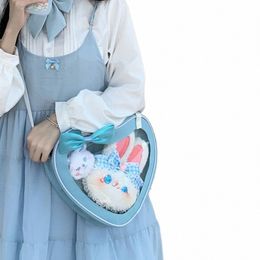 japanese School Teenage Girls JK Bag Transparent Itabag Heart Oxford Shoulder Bags Women New Handbags Tote Anime ita bag Women f2XZ#