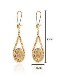 New arrival vintage 21K gold plated drop round coin earring dubai turkish coins earring for women 202143219522256335