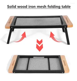 Camp Furniture Folding Table Outdoor Camping Ultra Light Hiking Solid Wood Iron Mesh Picnic Portable Mini Coffee Small Tea