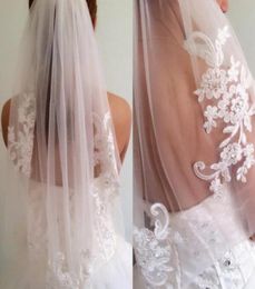 New Selling Elegant arrival Diamond Veils Short design Single Cut Elbow length Wedding Veils 2016 Bridal With Comb Applique C2198403