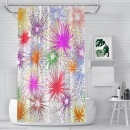 Shower Curtains Stars Fireworks Blooming Colors Pattern Texture Painting Waterproof Fabric Bathroom Decor Hooks Home Accessories